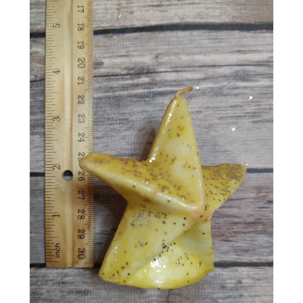 Vintage Star Shaped Candle With Glitter Vtg Candle A20